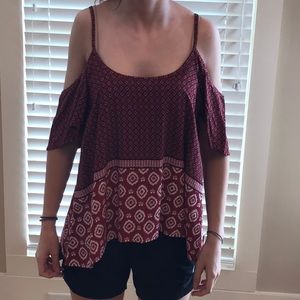 Abercrombie printed off shoulder top